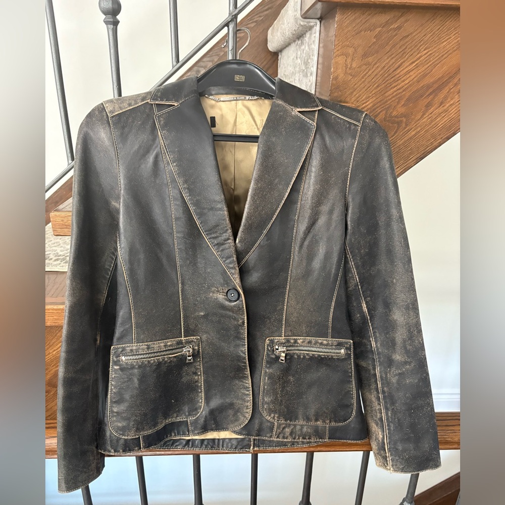 Women’s Marc Jacobs Distressed Brown Leather Jacket